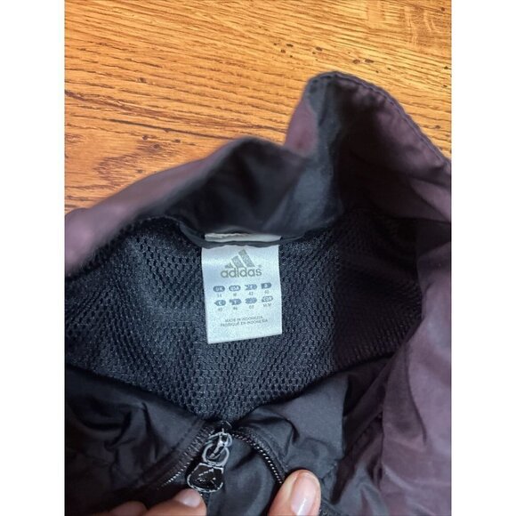 Vintage Adidas Track Jacket C37 Womens Sz Medium Black Athletic Running Full Zip - Picture 5 of 6